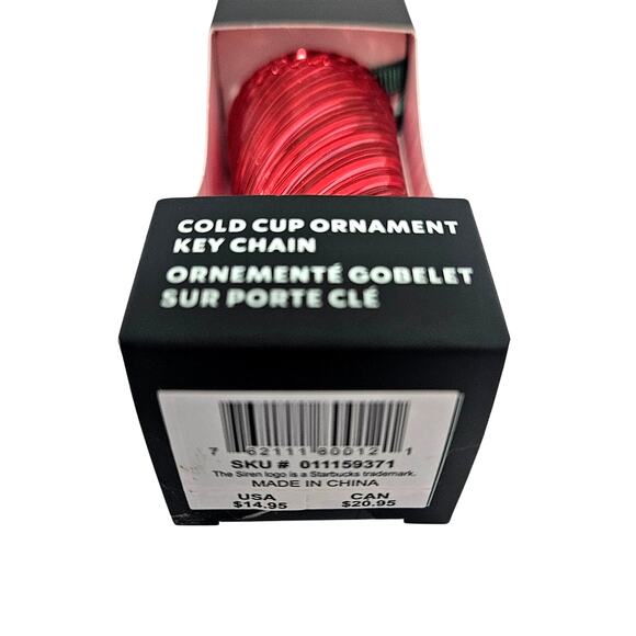 Starbucks 2024 Red Swirl Christmas Holiday Cold Cup Ornament Keychain New - Picture 3 of 4